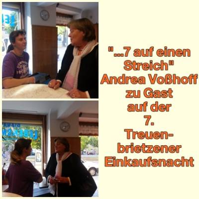 Auf Einladung einiger Hndler der Sabinchenstadt war die Bundestagsabgeordnete Andrea Vohoff zu Gast bei der 7. Treuenbrietzener Einkaufsnacht